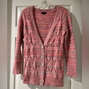 Like new medium Takeout pink/grey/salmon sweater cardigan.